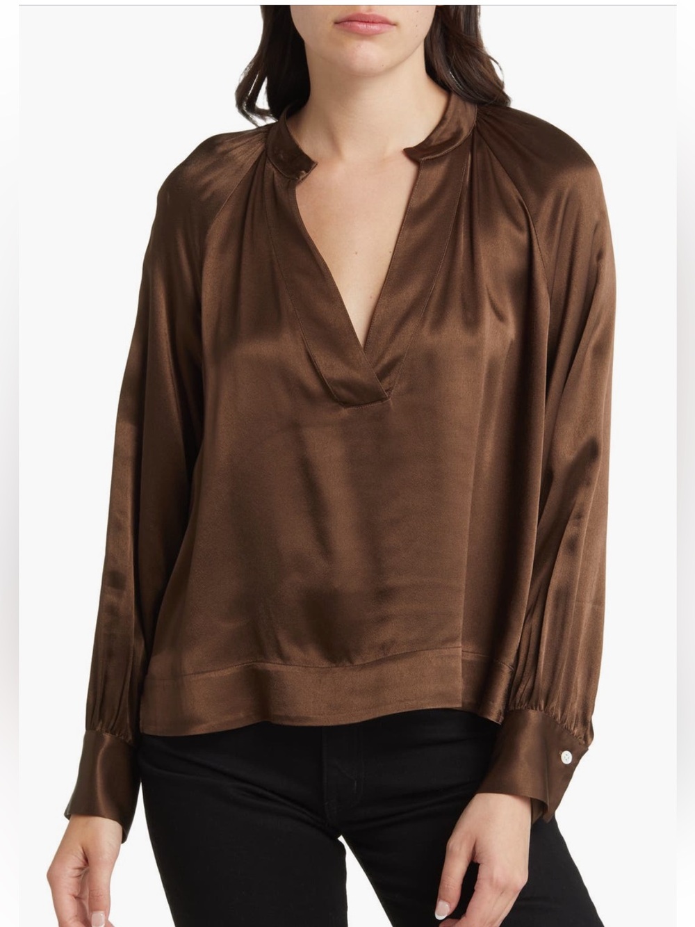 NWT Rails Satin Blouse Chocolate Brown Size Small